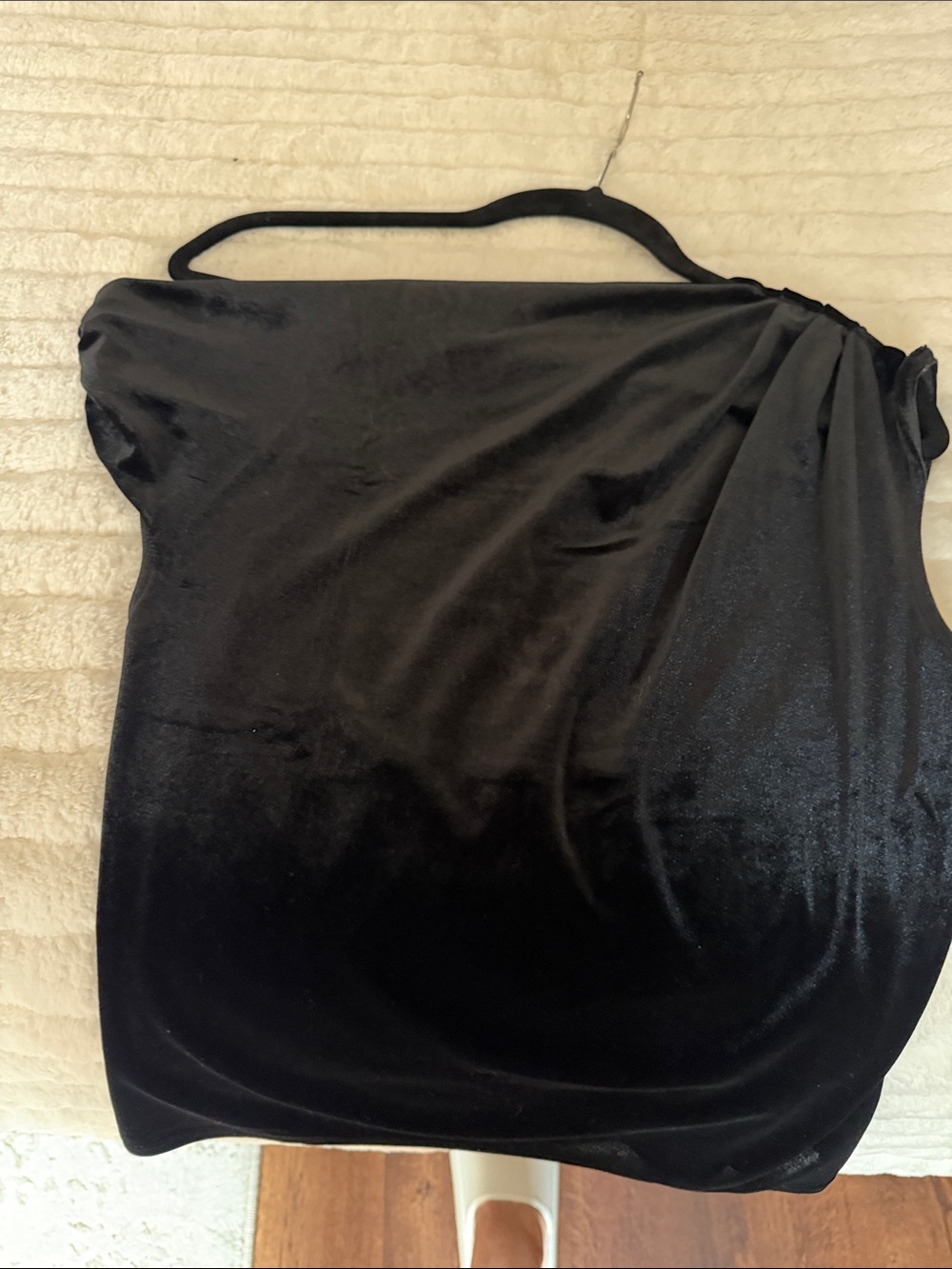 Banana Republic Black Velvet Asymmetric One-Shoulder Blouse